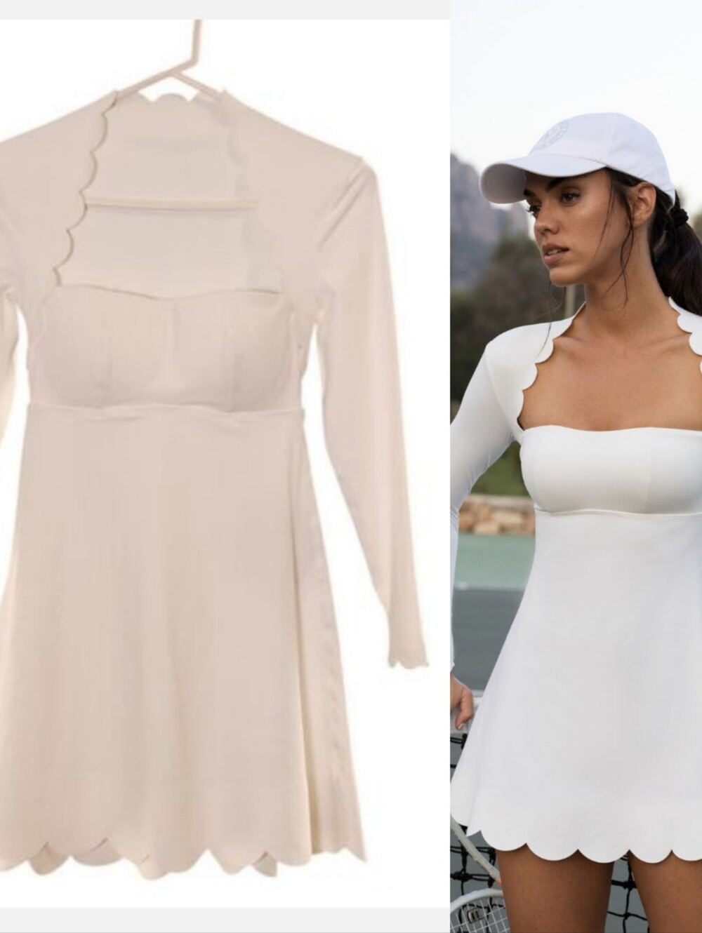 WISKII Enchanting Scallop A-Line Dress in Ivory, Size Small